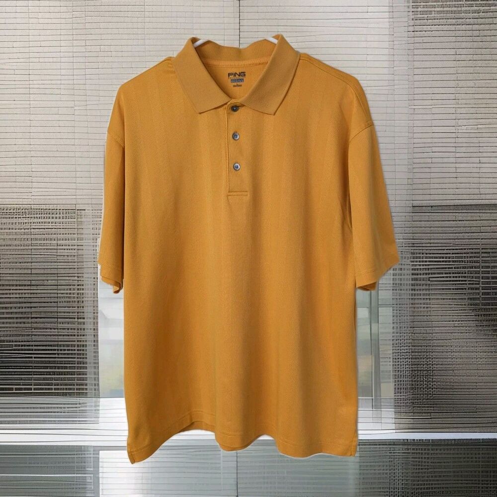 Ping Collection Golf Shirt Mens Medium Papaya Color Polo Short Sleeve Cotton